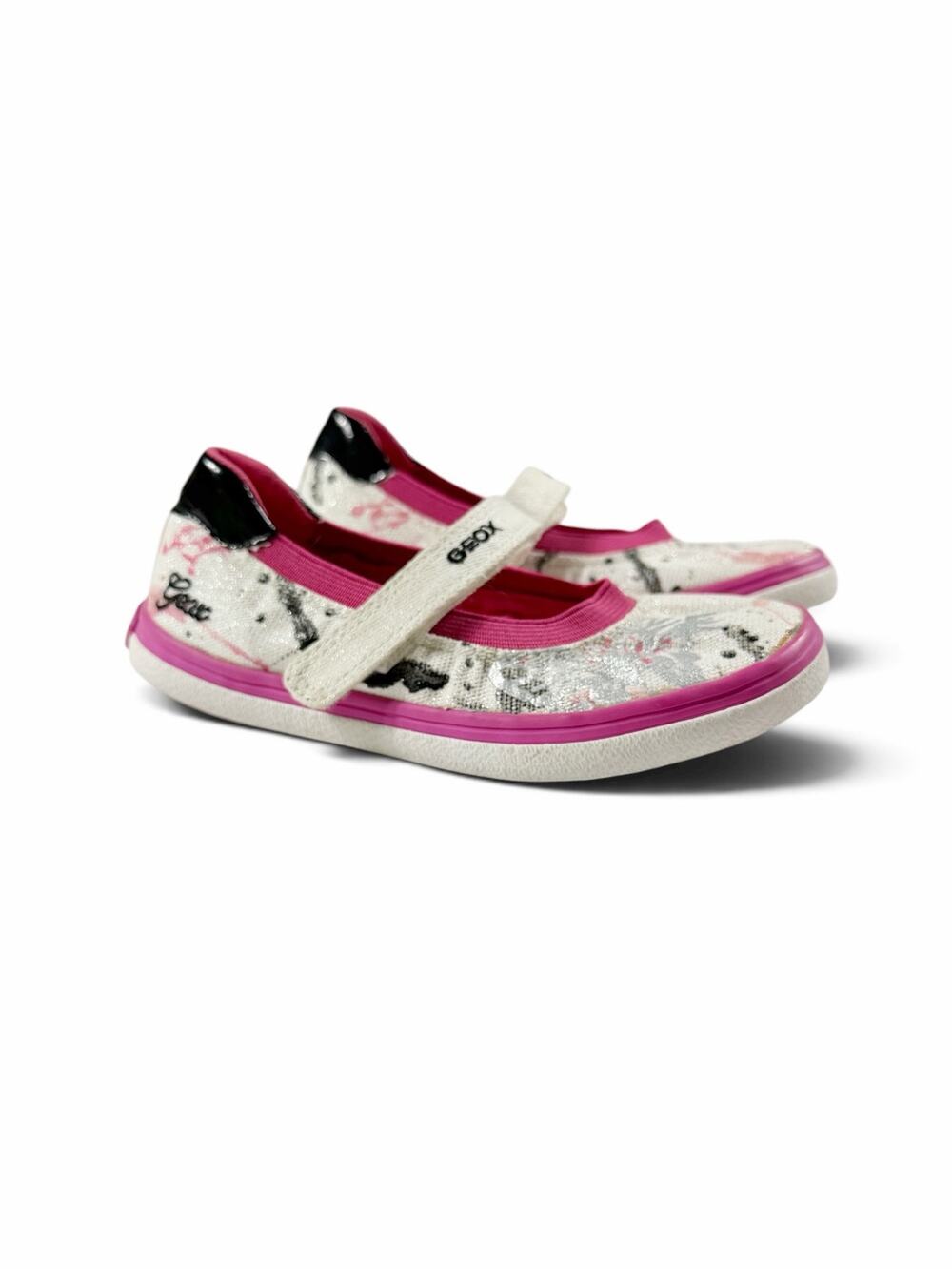 Geox Girls Glitter Mary Jane Shoes Pink White Size 10 (EU 27)